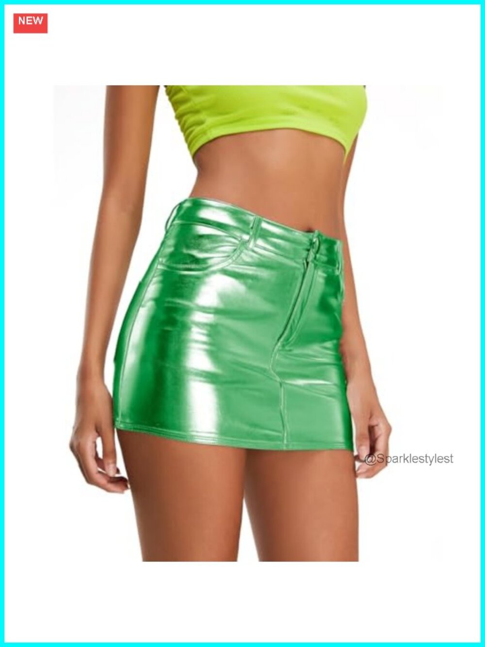 Metallic Shiny Y2K Low Waist Bodycon Mini Skirt with Pockets